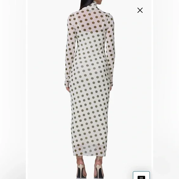 AFRM White and Black Polka Dot Long Sleeve Dress - Picture 2 of 3